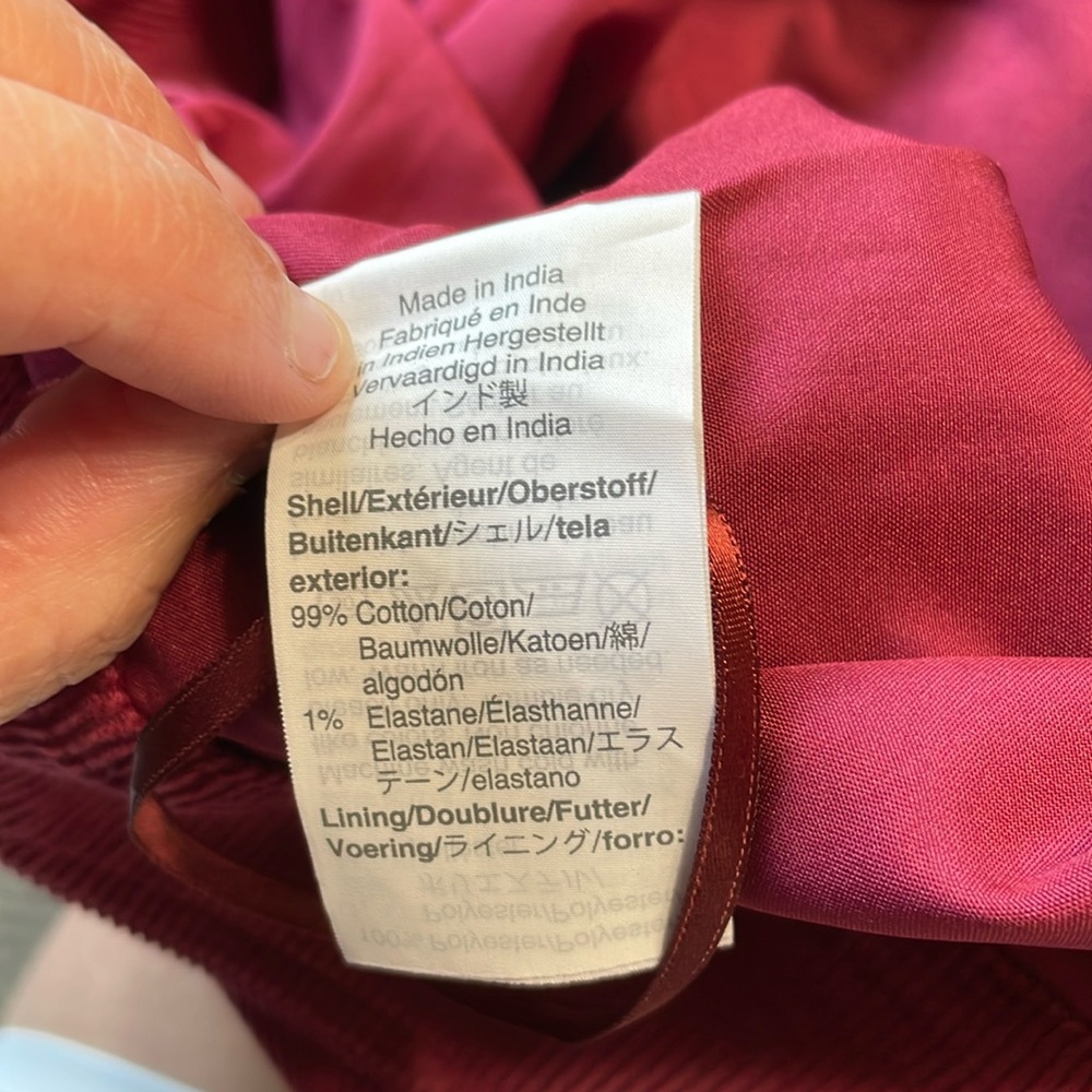 NWT Mercantile J.Crew Maroon Corduroy Mini Skirt with Gold Zipper Size 8 - Picture 6 of 6